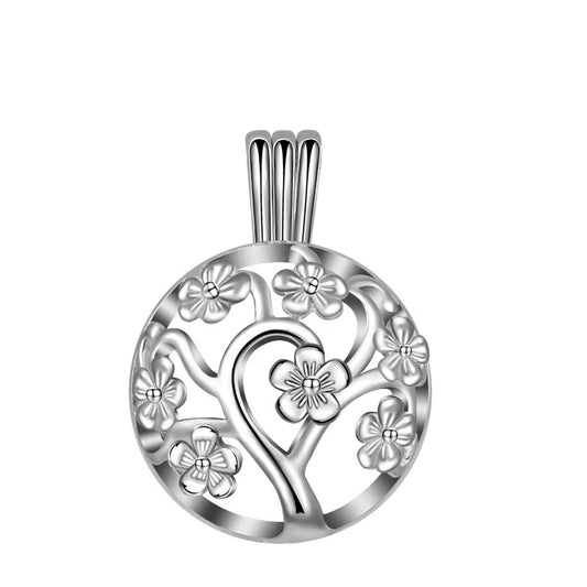 14Mm Peach Blossom Tree Ball Pendant Aromatherapy Locket Diffuser Necklace Fit Volcanic Lava Stone Ball Fine Jewelry K307